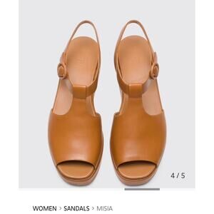 Camper Dessa Leather Platform Strappy Sandal Leather Brown Women’s Sz 39 US 8.5